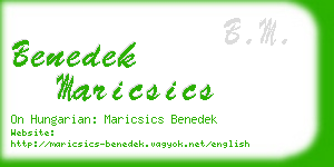 benedek maricsics business card